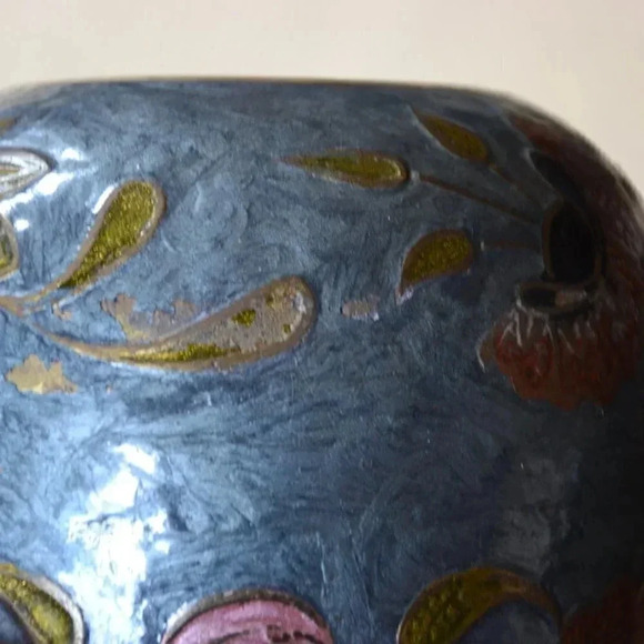 Vtg Cloisonne Flamingo Vase - Picture 7 of 10